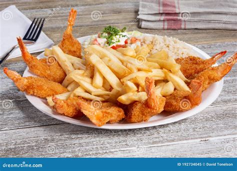 Shrimp and fries stock image. Image of shellfish, kitchen - 192734045