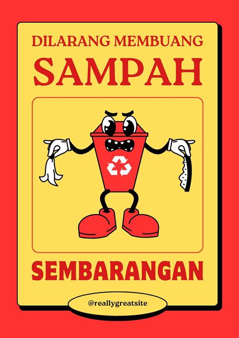 Merah Minimalis Poster Dilarang Membuang Sampah Sembarangan Templates By Canva