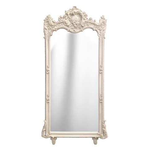 Grand Miroir Baroque Rectangulaire Beige Patin