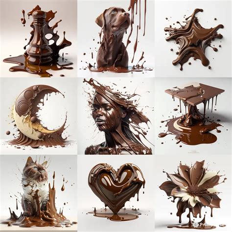 Melted Chocolate Sculpture Figures Midjourney Prompt | PromptBase