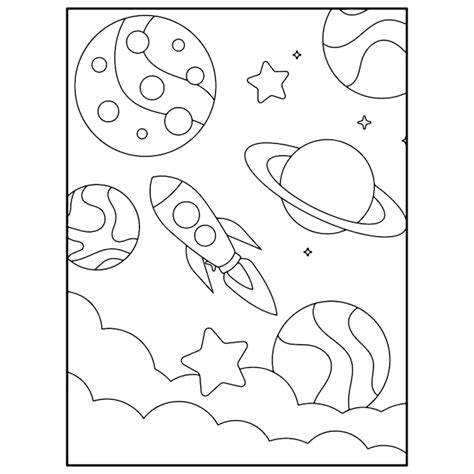 Dibujos para colorear del espacio para niños Vector Premium Vector