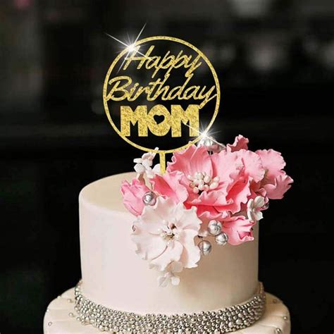 YUINYO Happy Birthday Cake Topper For MOM Party Cake Topper For Mama