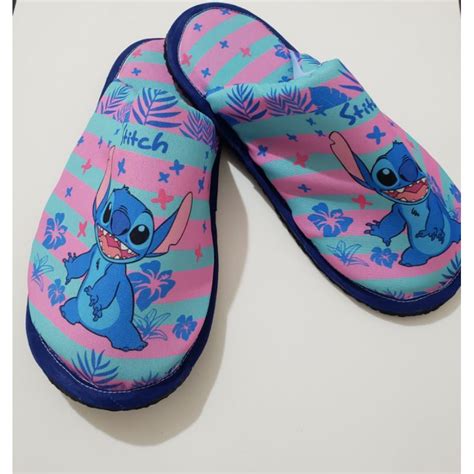 Pantufa Stich Rosa Azul Adulto E Infantil Shopee Brasil