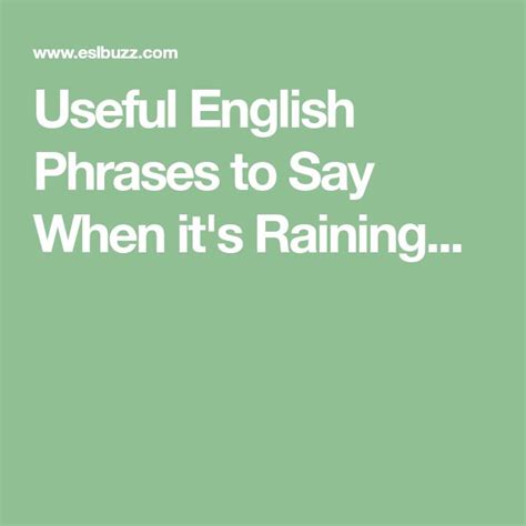 Useful List Of English Vocabulary Talking About Rain English