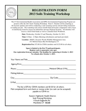 Fillable Online Ct Registration Form Soils Training Workshop Ct