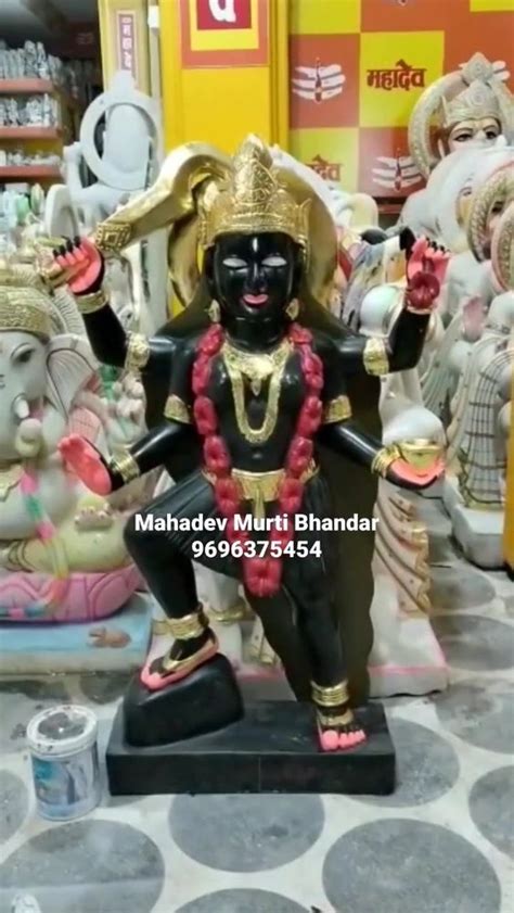 Painted Hindu Black Marble Kali Maa Statue For Worship Size 24