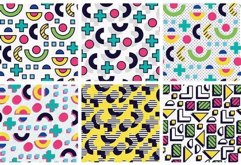 Free 8 Bit Memphis Patterns Pack Ai