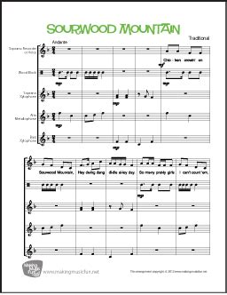 Sourwood Mountain Free Orff Orchestration Sheet Music