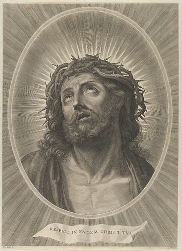 Head Of Christ Looking Up With Crown Of Thorns In An Oval Free Public Domain Image Look And