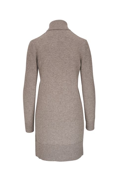 Michael Kors Collection Kaia Taupe M Lange Turtleneck Sweater Dress