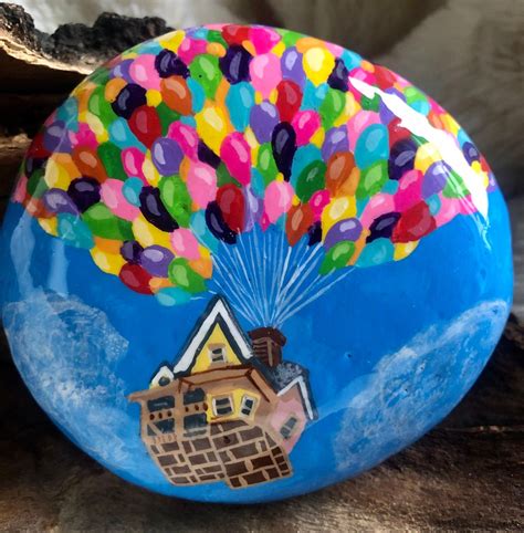 Up Movie Art With Colorful Balloons Hand Painted Rock Sealed - Etsy