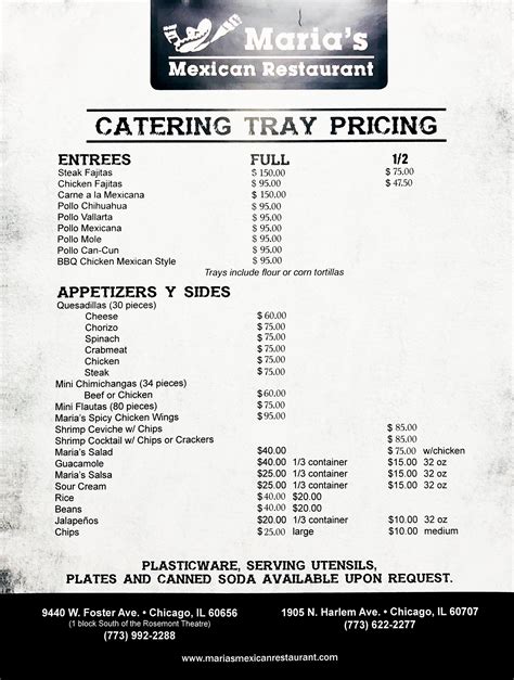 Catering — Maria's Mexican Restaurant Chicago