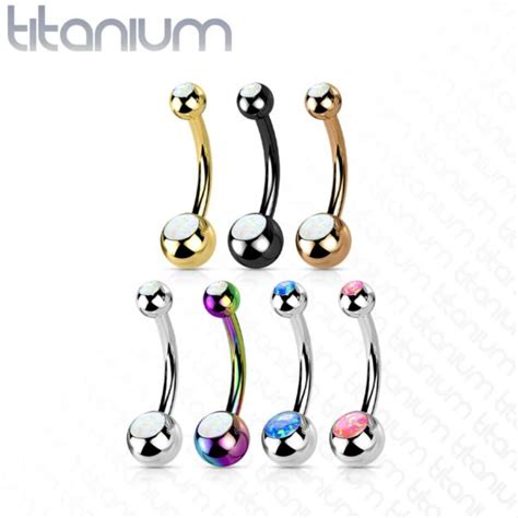 Titanium Navelpiercing Met Dubbele Opaal Stenen Piercingstore Nl