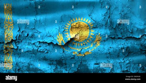 3D Illustration Of A Kazakhstan Flag Realistic Waving Fabric F Stock