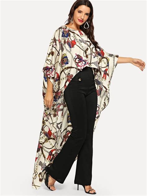 Chain Print High Low Cape Top Shein Usa In 2021 Latest African