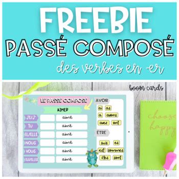 FREE French Past tense PASSÉ COMPOSÉ Verbes en er BOOM CARDS gratuit