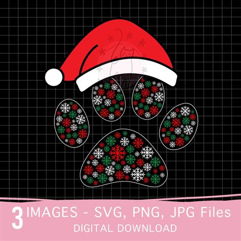 Christmas Dog Paw Svg Merry Christmas Paws Svg Paw Print Etsy