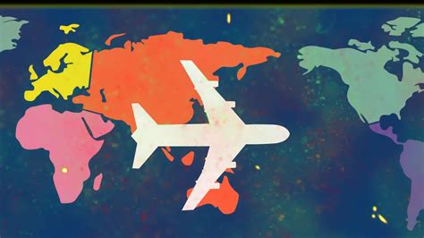 Premium stock video - Animation of airplane flying over world map