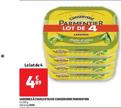 Promo Sardines L Huile D Olive Conserverie Parmentier Chez Auchan