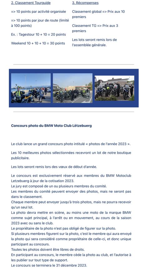 BMW Moto Club Lëtzebuerg ASBL NEWSLETTER SPÉCIAL CONCOURS