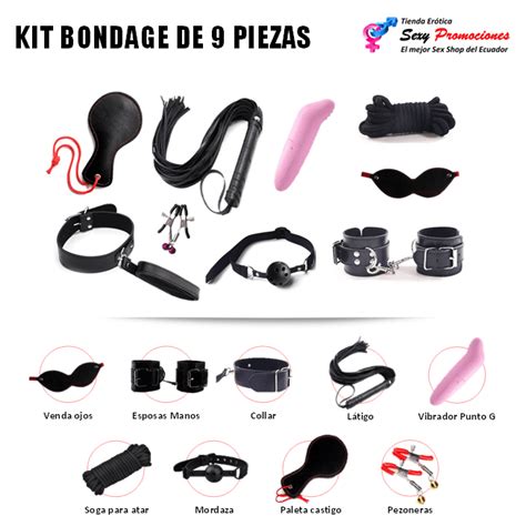 Kit Bondage 9 Piezas Con Pezoneras SexyPromociones Tienda Sex Shop