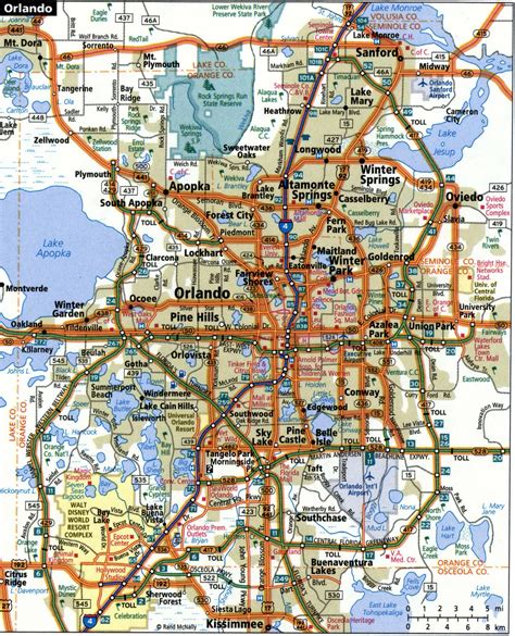 Orlando City Road Map For Truck Drivers Toll And Free Highways Map Usa