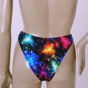 S S Brazilian Bikini Bottom And Sliding Halter Top In Fireworks