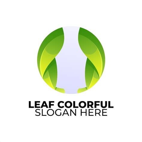 Logotipo De Hoja Estilo Degradado Colorido Vector Premium