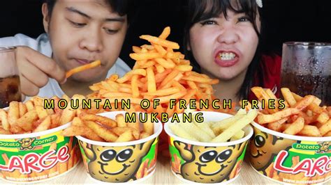 MOUNTAIN OF FRENCH FRIES MUKBANG POTATO CORNER SOUR CREAM CHILI BBQ