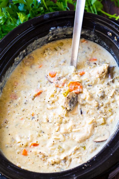 Slow Cooker Creamy Chicken Wild Rice Soup Spicy Southern Kitchen