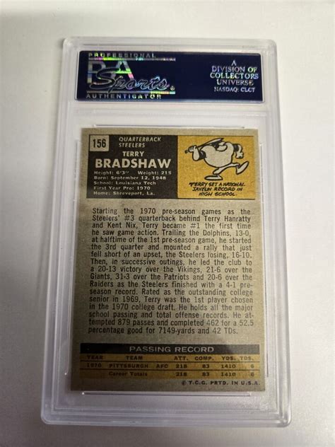 1971 Topps TERRY BRADSHAW Rookie PSA 4 Pittsburgh Steelers RC HOF EBay