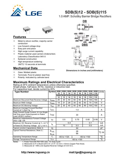 Sdbs Rectifiers Datasheet Distributor Stock And Price