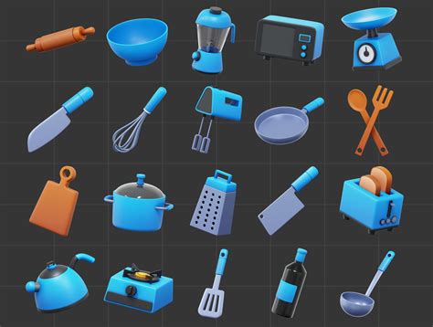 Kitchen Tools 3d Kitchen Objects Kitchen Cartoon Kitchen Tools