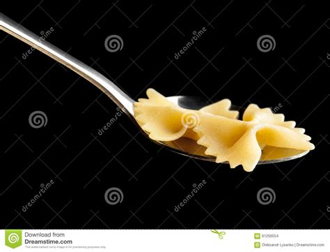 Raw Pasta In Spoon Closeup Stock Photo Image Of Cook 61256554