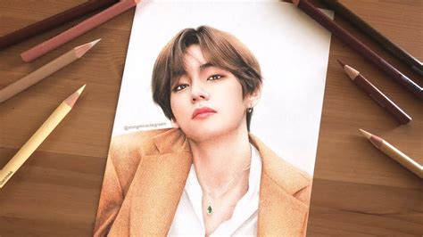 Bts Bts V Taehyung Colored Pencil Drawing