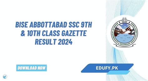 Bise Abbottabad Ssc 9th And 10th Class Gazette Result 2024 Download Pdf