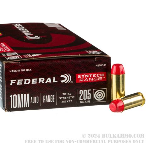 50 Rounds Of Bulk 10mm Ammo By Federal 205gr Total Synthetic Jacket