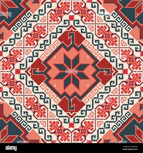 Traditional Georgian Folk Art Embroidery Vector Pattern Stock Vector