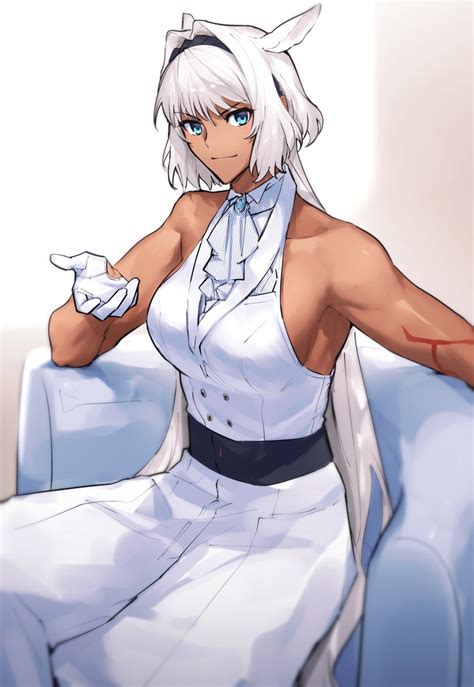 Safebooru Alternate Costume Bare Shoulders Black Hairband Blue Eyes