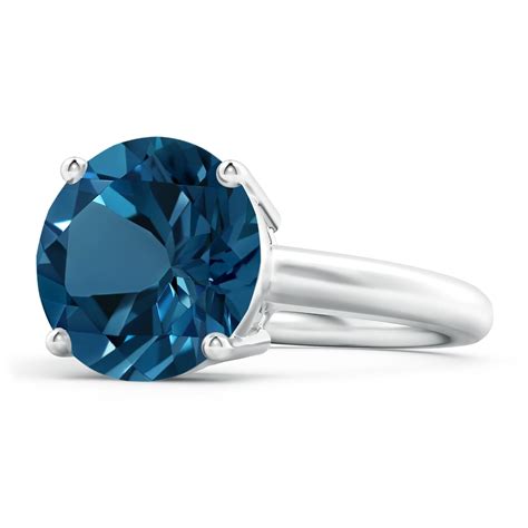 Classic Round London Blue Topaz Solitaire Ring Angara