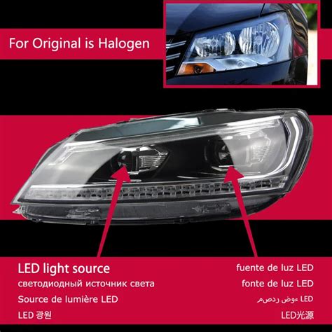 Headlights For Passat B7 Us 2011 2015 Led Day Running Head Lamp Drl Running Turn Signal Angel