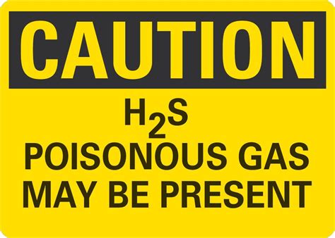 Caution H2s Poisonous Gas May Be Present Sign —