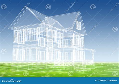 House 3d blueprint stock illustration. Illustration of green - 11596975