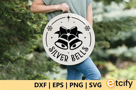 Silver Bells Round Sign Graphic by etcify · Creative Fabrica