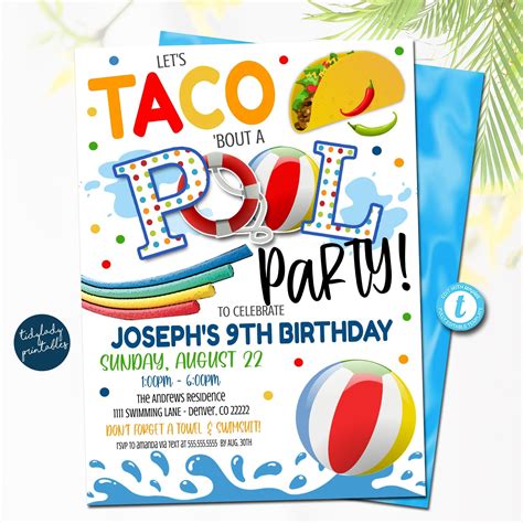 Tacos And Pool Party Invitation End Of Summer Party Tidylady