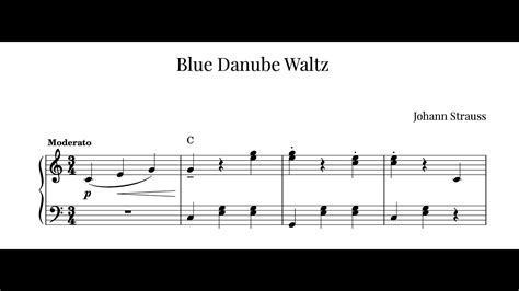 Blue Danube Waltz Johann Strauss Piano Sheet Music Beginners Youtube