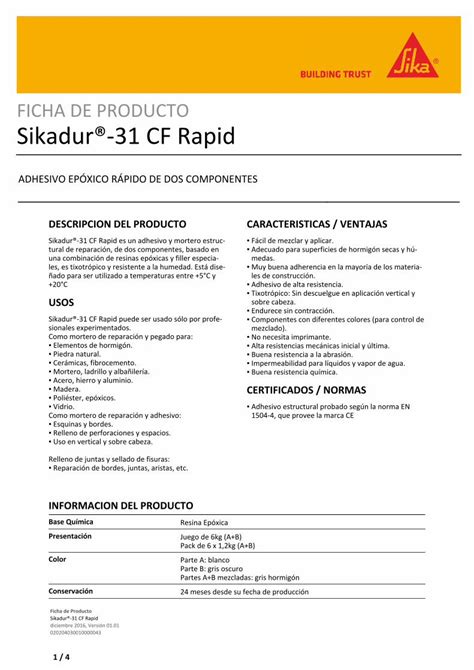 Pdf Sikadur Cf Rapid Pdf Fileficha De Producto Sikadur Cf