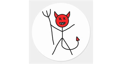 Stick Devil Classic Round Sticker