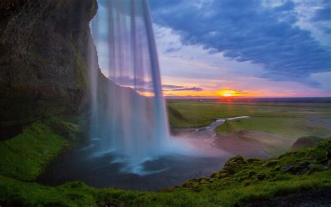 Seljalandsfoss waterfall at sunset wallpaper - Nature wallpapers - #29491