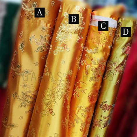 Jual Kain Cheongsam Jibao China Shanghai 90cm Yellow Gold Kuning Emas